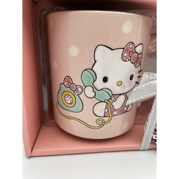 NEW Hello Kitty Telephone & Pink Bow Mug And Figurine Set 2024 Bluesky Clayworks - Picture 2 of 9